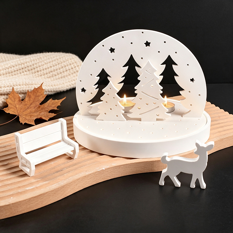 Candle Supplies Kit - Noel Geyiği Tealight Mumluk Silikon Kalıpları,