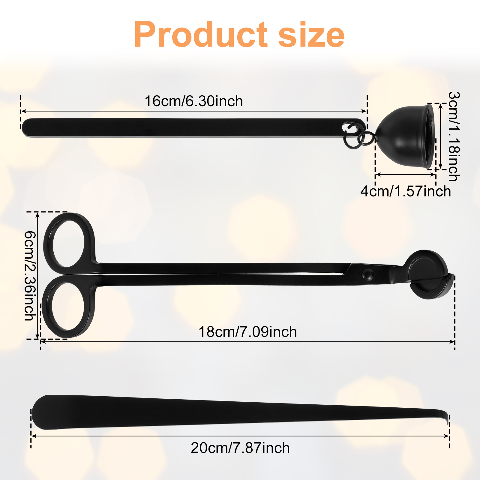 Wick Dipper Tool - 3 adet Mum Söndürme Aracı Paslanmaz
