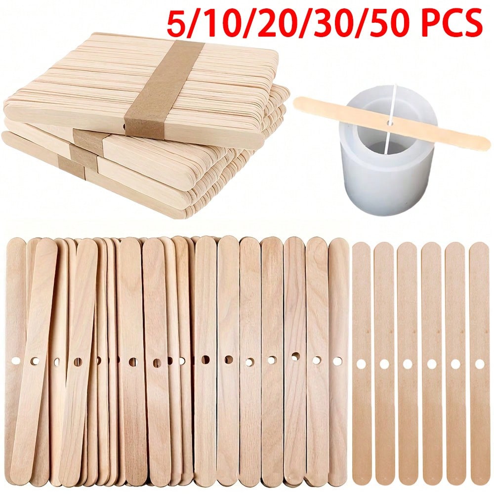 Candle Supplies Kit - 5/10/20/30/50 adet Ahşap Mum Fitili Tutucu