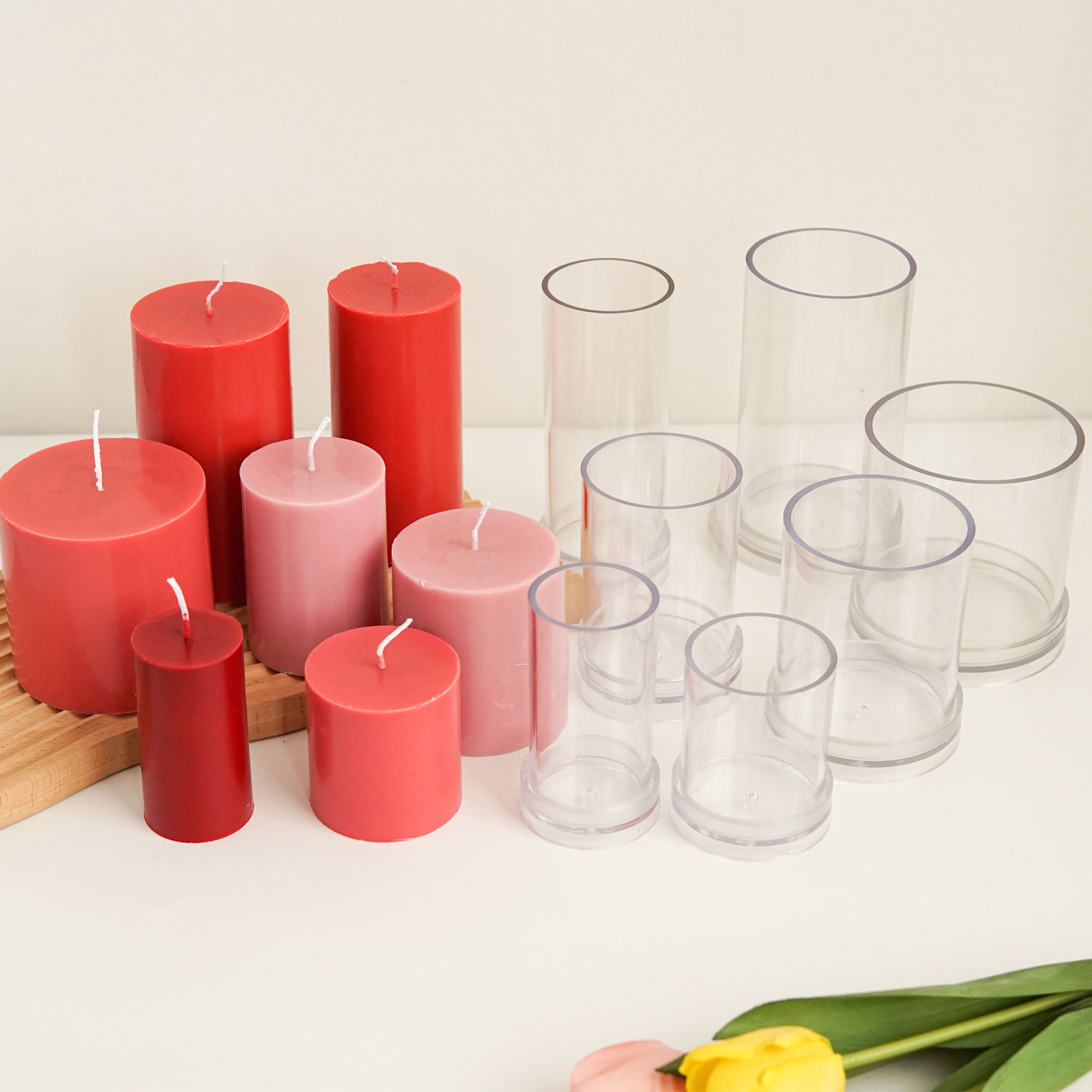 Candle Supplies Kit - Çeşitli 3D Silindirik Mum Kalıp Plastik
